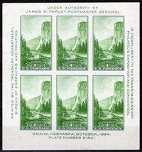 ZAYIX US 751 MNH 1c green Yosemite NP Farley Sheet of six imperf 031023SM28M - £8.99 GBP