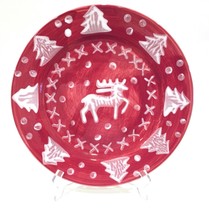  La Gioconda Reindeer Italian Hand Painted Ceramic Holiday Serving Platt... - $24.74