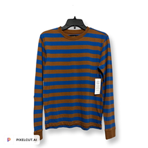 Treasure &amp; Bond Girls T-Shirt Blue Brown Striped Long Sleeve Cotton XL 14/16 New - £9.60 GBP