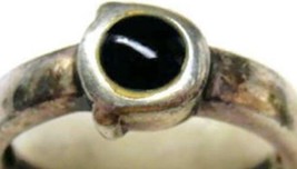 sz 6.75 Ring Sterling Silver 925 Black Onyx Solitaire Patina 2.97g Vintage - £22.94 GBP