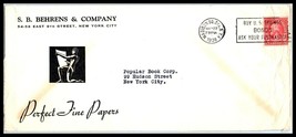 1938 US Cover - SB Behrens Co, New York, NY B10 - £2.32 GBP