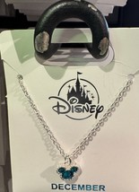 Disney Parks Mickey Mouse Faux Zircon December Birthstone Necklace Silver Color