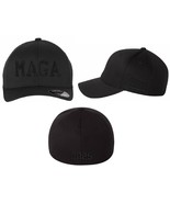 MAGA Embroidered Black Fitted Hat DOGE Elon Musk with Black Embroidery B... - $40.73 CAD