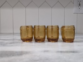 Vintage Amber Beer Barrel Mini Shot Glass Bar Mug, Toothpick Holder, Set... - $29.70