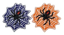 Black Widow Spider Web Halloween Embroidered Applique Iron On Patch 2.1&quot; - £4.38 GBP