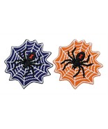 Black Widow Spider Web Halloween Embroidered Applique Iron On Patch 2.1&quot; - £4.43 GBP