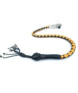 PU Leather Motorcycle Whip Get Back whip 1&quot; Ball &amp; Skulls 36&quot; YELLOW / B... - $29.99