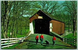 Knecht&#39;s Covered Bridge Springfield Township PA UNP Chrome Postcard G10 - £3.07 GBP