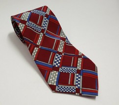 Sheaf &amp; Caber Plaid Red checks Mens Necktie 100% Silk  Tie Neckwear - £3.99 GBP