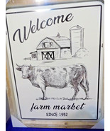 New Metal Sign Welcome Farm Market Cow Framed Art Country Rustic Home Fa... - £28.95 GBP