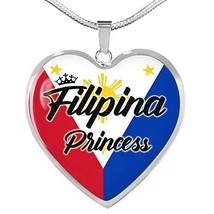 Express Your Love Gifts Filipina Princess Necklace Engraved Stainless Steel Hear - £47.45 GBP