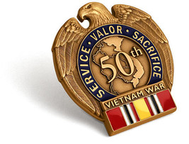 Vietnam War Era Veteran 5OTH Anniversary Medal National Defense Ribbon Pin - £5.58 GBP