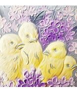 Easter Greetings 1921 Postcard Embossed Chicks With Violets Purple PCBG6D - €25,56 EUR