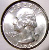 1964 Washington Silver Quarter - Uncirculated - £11.84 GBP