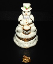 Lenox Drumming Up Surprises Snowman Figural Treasure Box with Gold Drum ... - £14.26 GBP