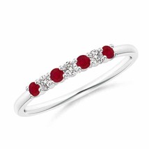 Authenticity Guarantee 
Half Eternity 7-Stone Ruby and Diamond Wedding Band i... - £372.77 GBP