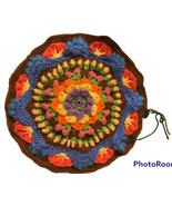 Handmade Blue Yellow Pink Brown Purple Crochet Doily 12 Inch Colorful Vi... - £13.25 GBP