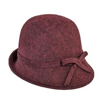 Burgundy Wool Womens Fedora Hat with Accent Bow Maison Pholya Italy - $643.13 MXN