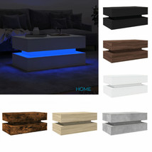 Modern Wooden Rectangular Living Room Coffee Table With LED Lights Wood ... - $98.69+