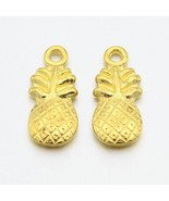 5 Pineapple Charms Shiny Gold Tone Fruit Pendants 2 Sided Findings - £1.90 GBP