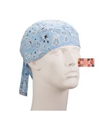 Light Blue Paisley FITTED BANDANA w/TIES Head Wrap Skull Cap DOO DO Du R... - $165.51 MXN