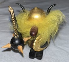 Vintage Miniature Denmark Wooden Viking 3.5&quot; Yellow Hair  Hand Made - $22.26