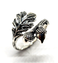 Oak Acorn Ring Solid Real 925 Sterling Silver Adjustable Bohemian Unisex &amp; Boxed - £22.08 GBP