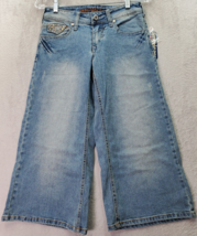 Americana Blues Baggy Capri Jeans Women Size 3 Blue Denim Beaded Ramie W... - £18.06 GBP