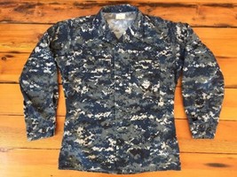 US NAVY Cotton Blend Naval Logo Working Blouse Digi Camo Shirt Jacket S ... - $49.99