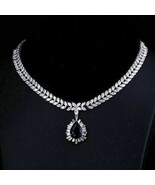 29Ct Pear Cut Simulated Blue Sapphire Women&#39;s Necklace Gold Plated 925 S... - $6,031.52 MXN