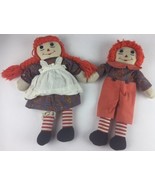 VINTAGE/RETRO 16&quot; Orange Hair RAGGEDY ANN &amp; ANDY RAGDOLLS BUTTON EYES! - £12.21 GBP