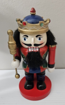 7&quot; Green Red Gold Blue Wood Christmas Chubby  Nutcracker King - £12.11 GBP