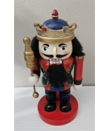 7&quot; Green Red Gold Blue Wood Christmas Chubby  Nutcracker King - £12.02 GBP