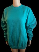 Vintage NWT 80s Artex Green Blank Sweatshirt Adult Large Cotton/Poly Aqu... - $21.23