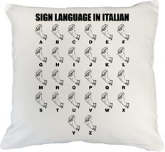Funny Sign Language In Italian With &quot;Delicious&quot; Hand Gestures Pillow Cover, Nove - £19.32 GBP+
