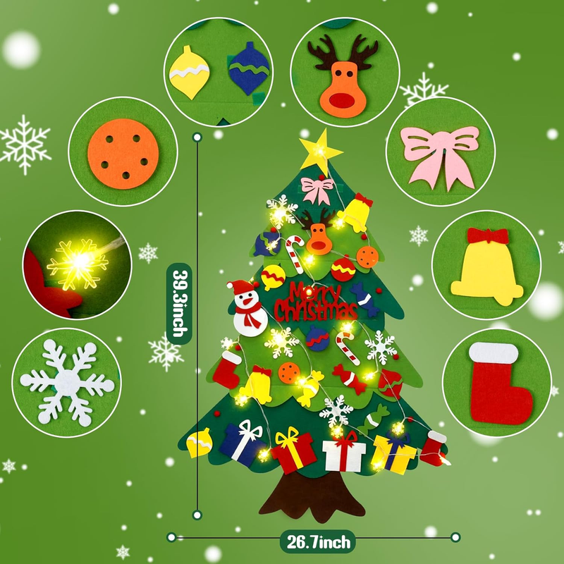 Felt Christmas Tree for Kids, 3.2FT Felt Christmas Tree for Toddlers, 32 Detacha Item image 3