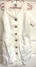 SAKE White Ivory Jacquard Print Sz 8 Sleeveless Lined Sheath Button Fron... - $24.75