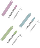 Lot of 3 Reusable Straws, Foldable Stainless Steel Straw w/Cleaning Brus... - $14.84