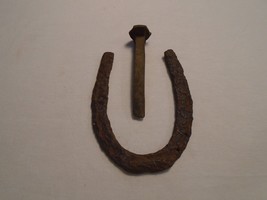 Vintage Rusty Iron Horseshoe &amp; Railroad Spike Rustic Western Decor Craft... - $5.86