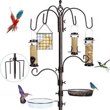 Heavy Duty Bird Feeding Station Kit with Bath and 4 Feeders – Bronze - $95.98