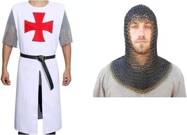 Combo Pack of Medieval Era Arming Templar Cross Tunic and Chain Mail Brass Botto - £131.15 GBP