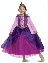 Disney Princess Rapunzel Tangled Deluxe Costume w/Crown Dress Up Toddler 3T-4T - £28.56 GBP