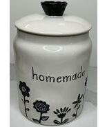 Rae Dunn Artisan Canister Cookie Jar Lid Black Flowers New - $23.71