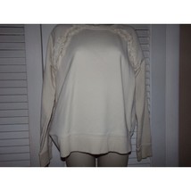 Banana Republic ivory ruffle trimmed 100% cotton sweatshirt EUC Retro - $11.84