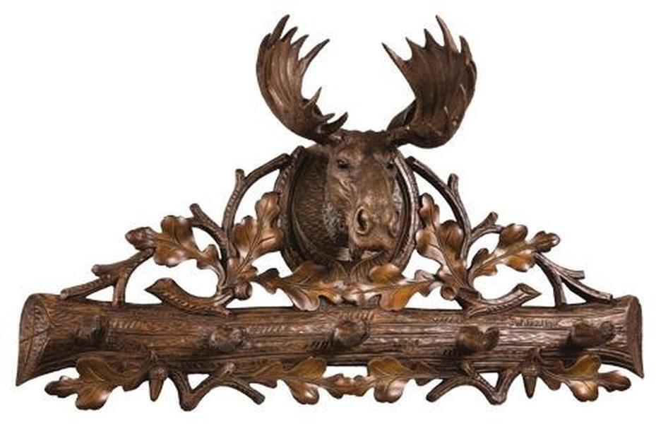 Wall Trophy Moose Head 5 Coat Hooks Rustic Hand Painted Cast Resin OK Casting - £520.66 GBP