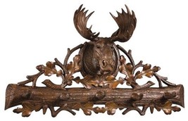 Wall Trophy Moose Head 5 Coat Hooks Rustic Hand Painted Cast Resin OK Casting - £526.77 GBP