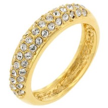 Yellow Gold Plated Brass Women's Round-Cut Clear Pave' Crystals Wedding ... - $26.00