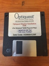 Vintage Optiquest Monitor Installation Floppy Disk Software Windows 95/9... - $16.99