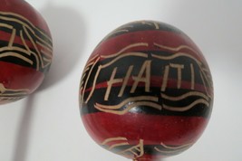 Vintage Pair Hand Carved Painted Maracas Wood Shakers Rattle 9.5&quot;L - $8.91