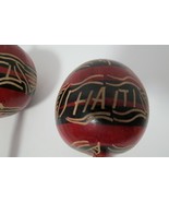 Vintage Pair Hand Carved Painted Maracas Wood Shakers Rattle 9.5&quot;L - £7.15 GBP